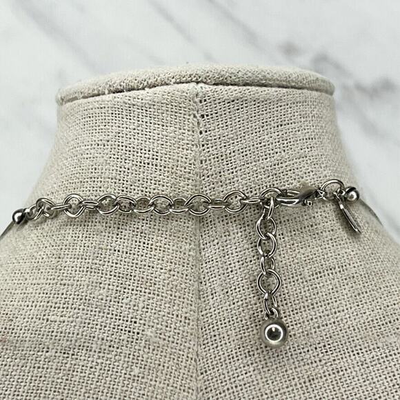 Chico's Silver Tone Wire Rhinestone Bib Necklace - Picture 6 of 7